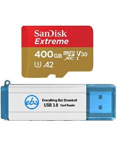 SanDisk 400GB SDXC Micro Extreme Memory Card Bundle Works with Samsung Galaxy Tab S4, Tab A, Tab 10.5 Tablet Phone 4K V30 U3 A2 (SDSQXA1-400G-GN6MA) Plus (1) Everything But Stromboli (TM) Card Reader
