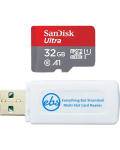 SanDisk Ultra 32GB Micro SD Memory Card Works with LG K51, LG Q70, LG Q7+, LG Stylo 5+ Cell Phone (SDSQUAR-032G-GN6MN) Bundle with (1) Everything But Stromboli MicroSD Card Reader