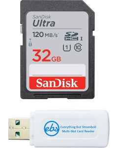 SanDisk 32GB SDHC SD Ultra Memory Card Works with Kodak PIXPRO Astro Zoom AZ252, AZ251, AZ401 Camera UHS-I (SDSDUN4-032G-GN6IN) Bundle with (1) Everything But Stromboli Combo Card Reader