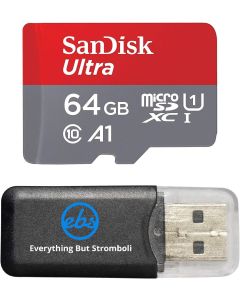 Sandisk Ultra micro SDXC Micro SD UHS-1 TF Memory Card 64GB 64G Class 10 works with Nokia Lumia 1520 Smart phone w/ Everything But Stromboli Memory Card Reader