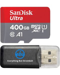SanDisk Ultra 400GB SDXC Micro Class 10 Works with RED Hydrogen One UHS-I Class 10 Bundle with Everything But Stromboli Card Reader