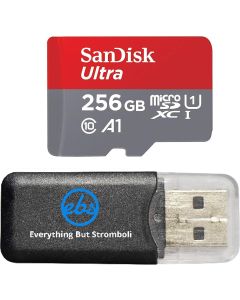 SanDisk 256GB Ultra Micro SDXC Memory Card Works with Samsung Galaxy J3 (2018), J4, J6, J8, Amp Prime 3 Phone UHS-I Class 10 (SDSQUA4-256G-GN6MA) Bundle with Everything But Stromboli Card Reader